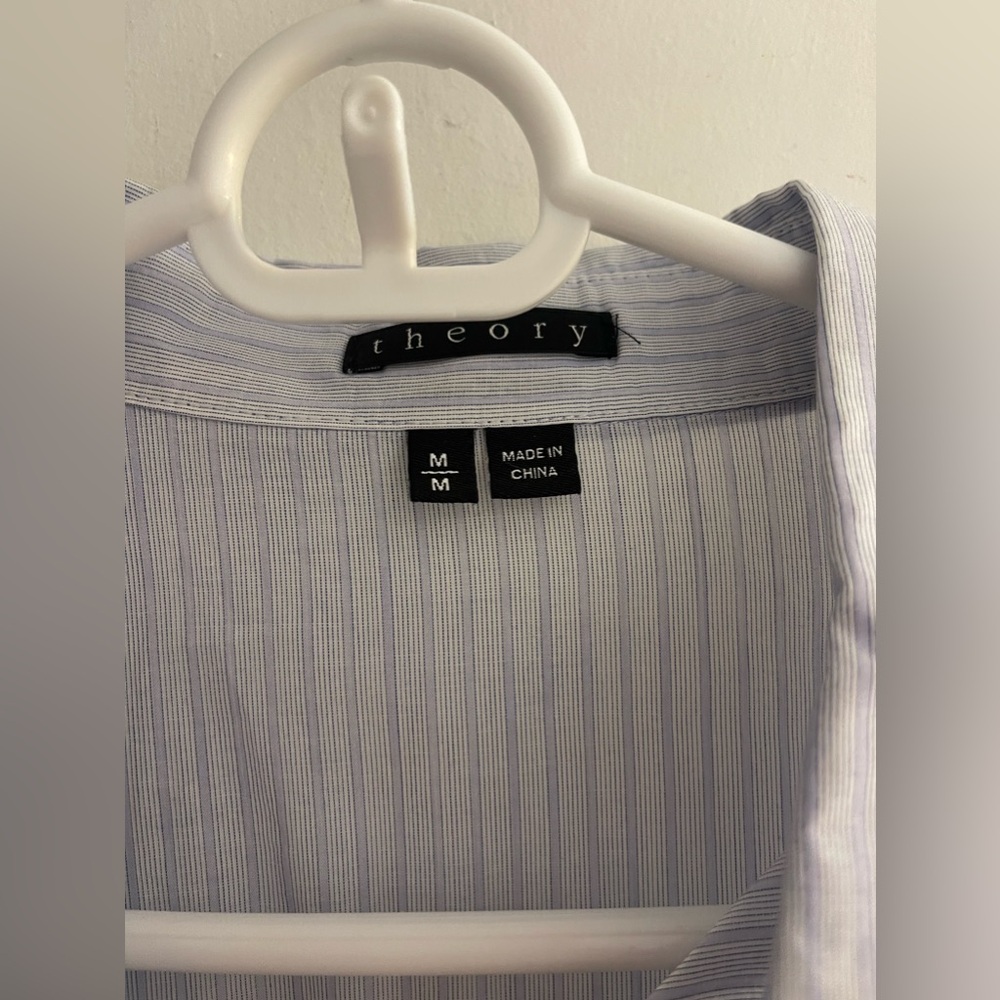 Theory Rilis Hour Striped Button Down Size M - image 2
